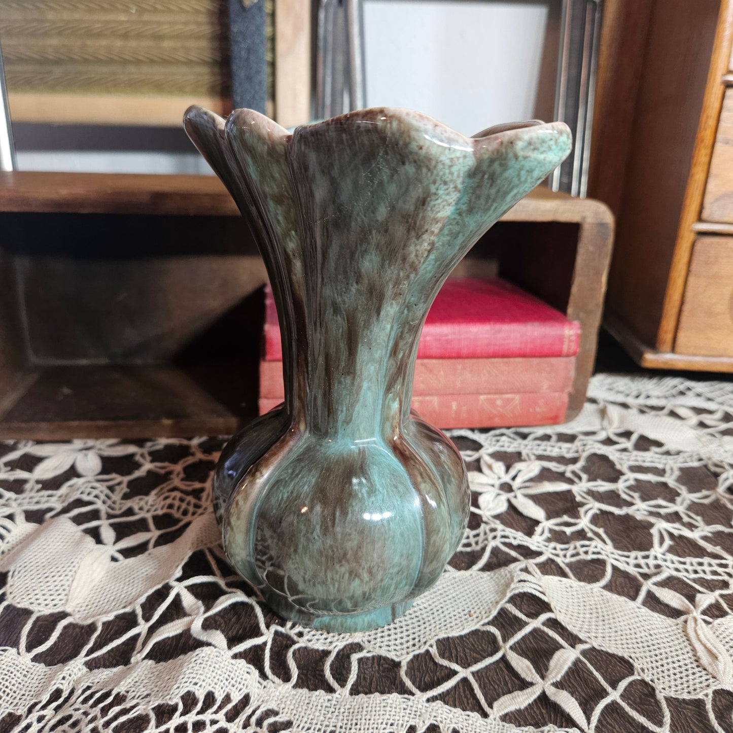 Mid Century Drip Glaze Art Pottery Vase