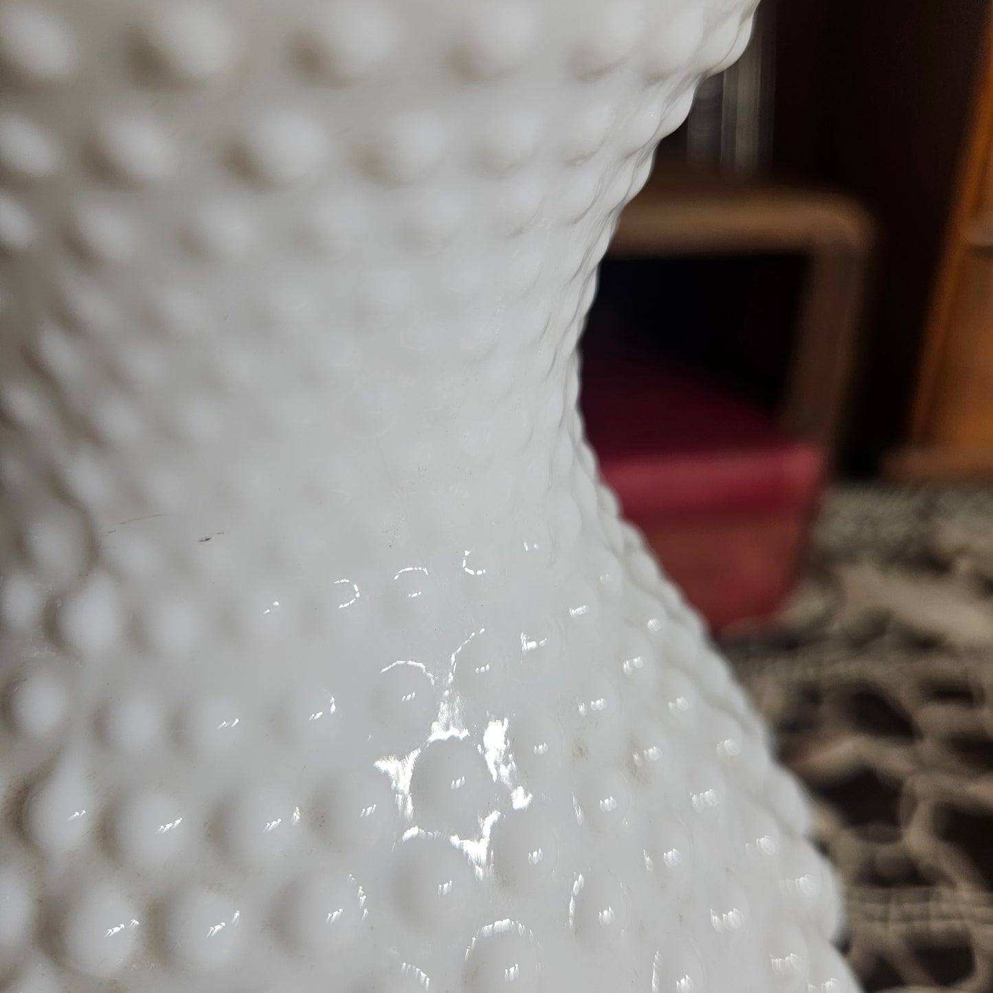 White Hobnail Milk Glass Hurricane Shade