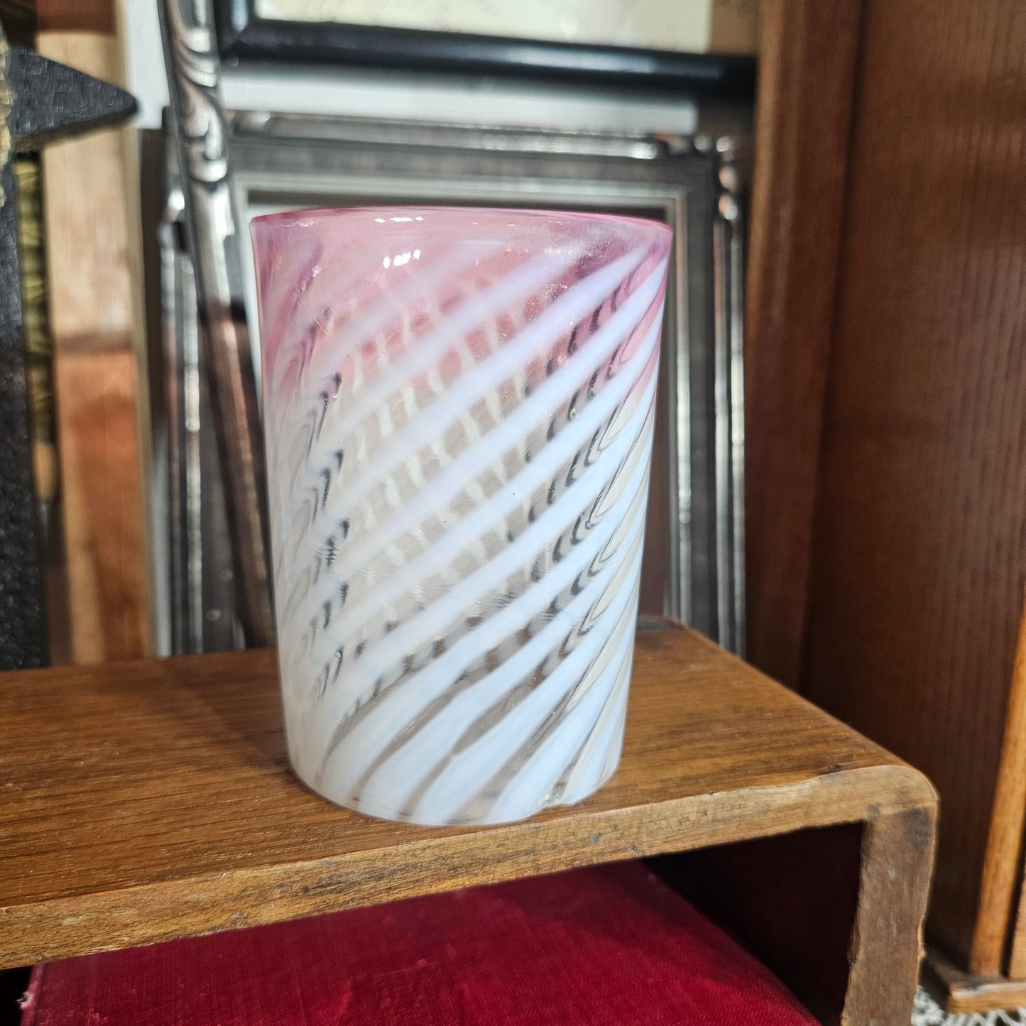 Pink Swirl Art Glass Tumbler