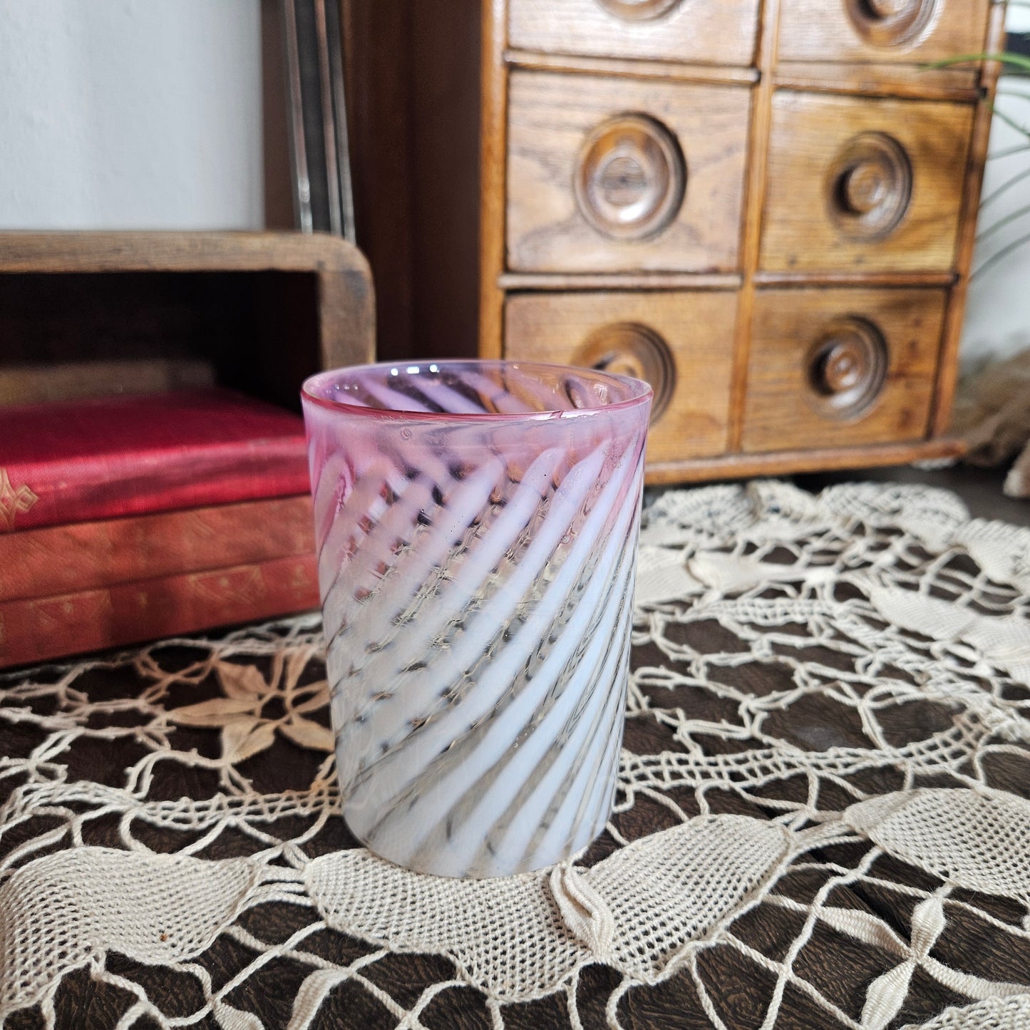 Pink Swirl Art Glass Tumbler