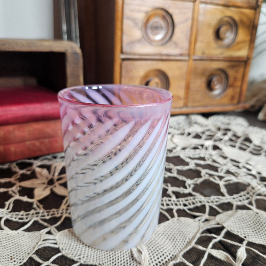Pink Swirl Art Glass Tumbler