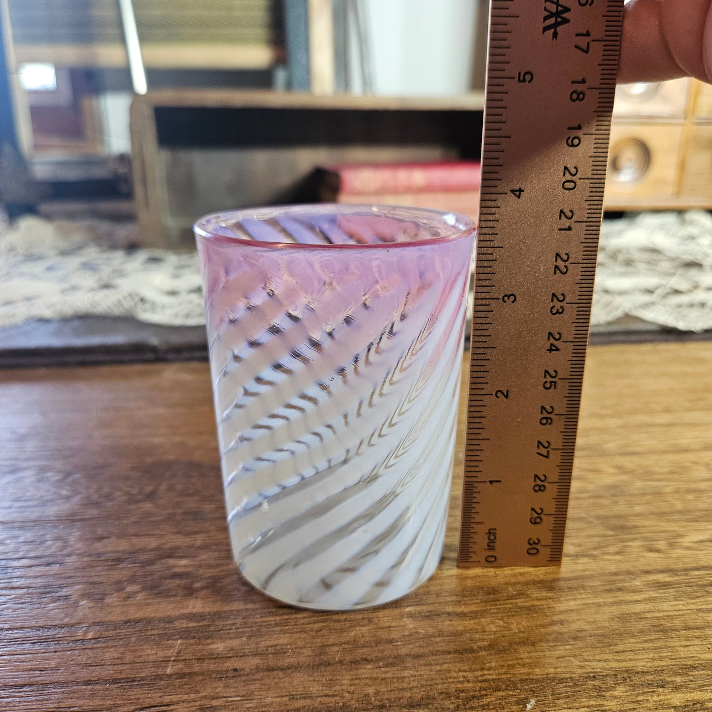 Pink Swirl Art Glass Tumbler