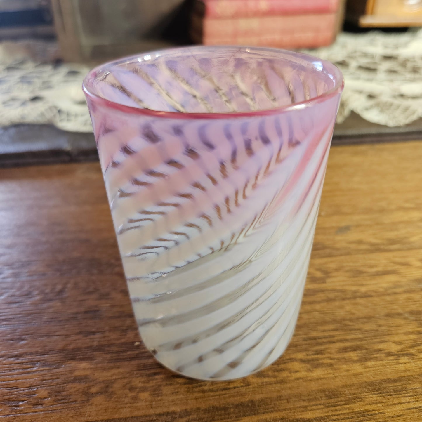 Pink Swirl Art Glass Tumbler