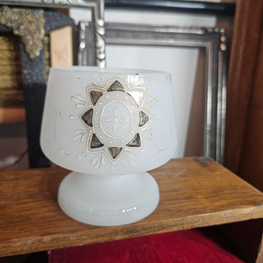 Frosted White Pedestal Votive Holder