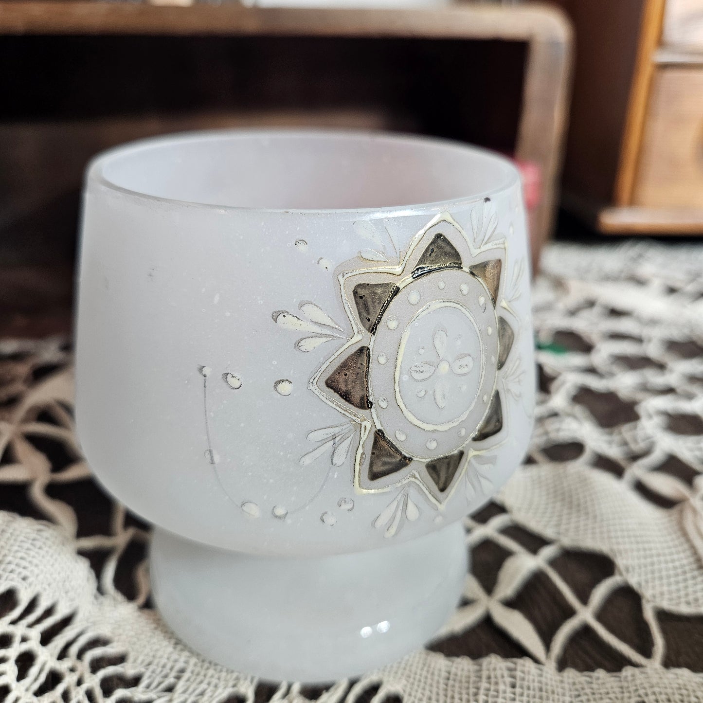 Frosted White Pedestal Votive Holder
