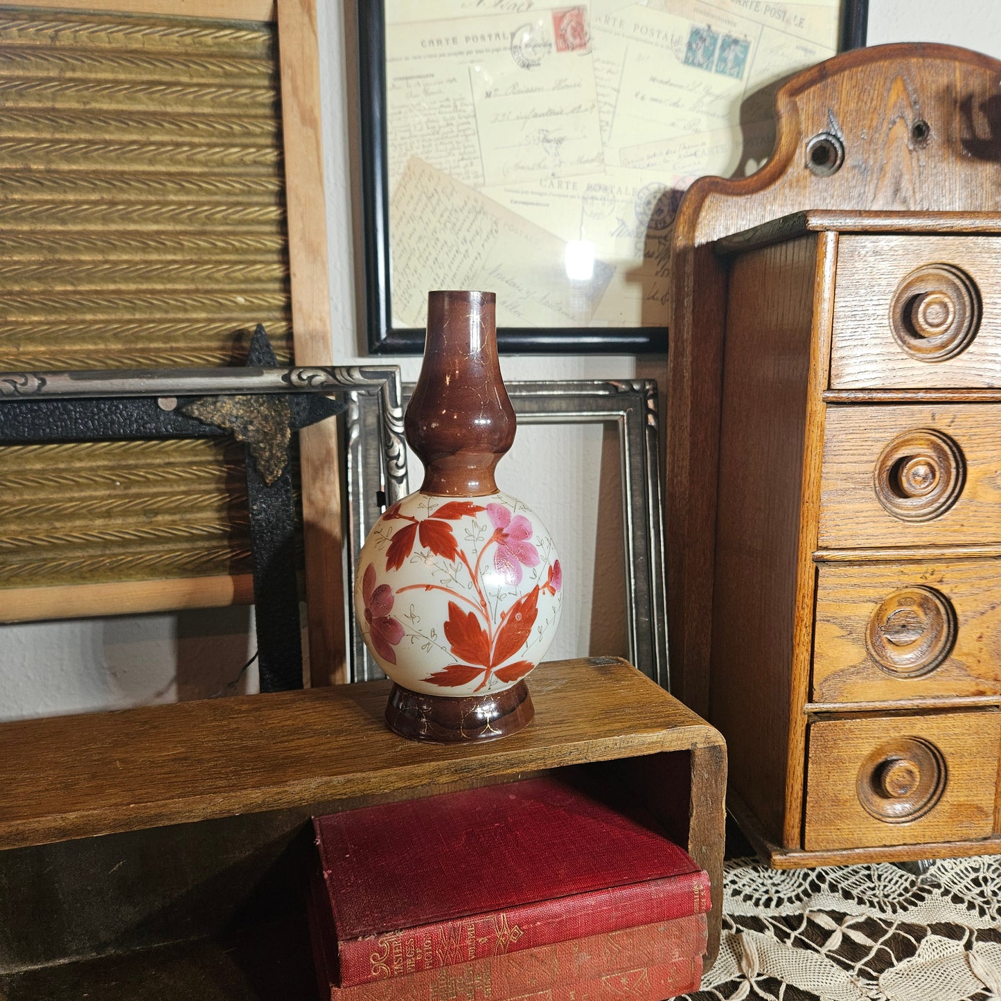 Hand Painted Satin Glass Decorative Bottle