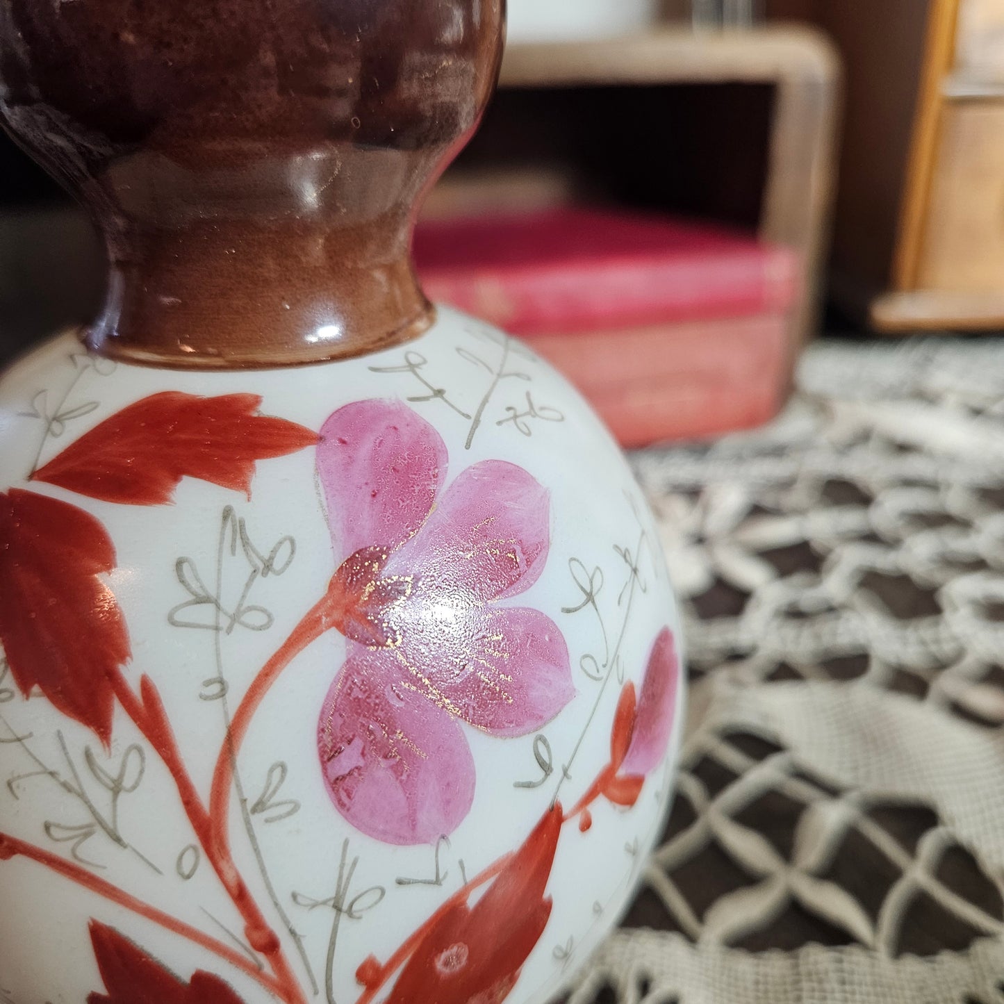 Hand Painted Satin Glass Decorative Bottle