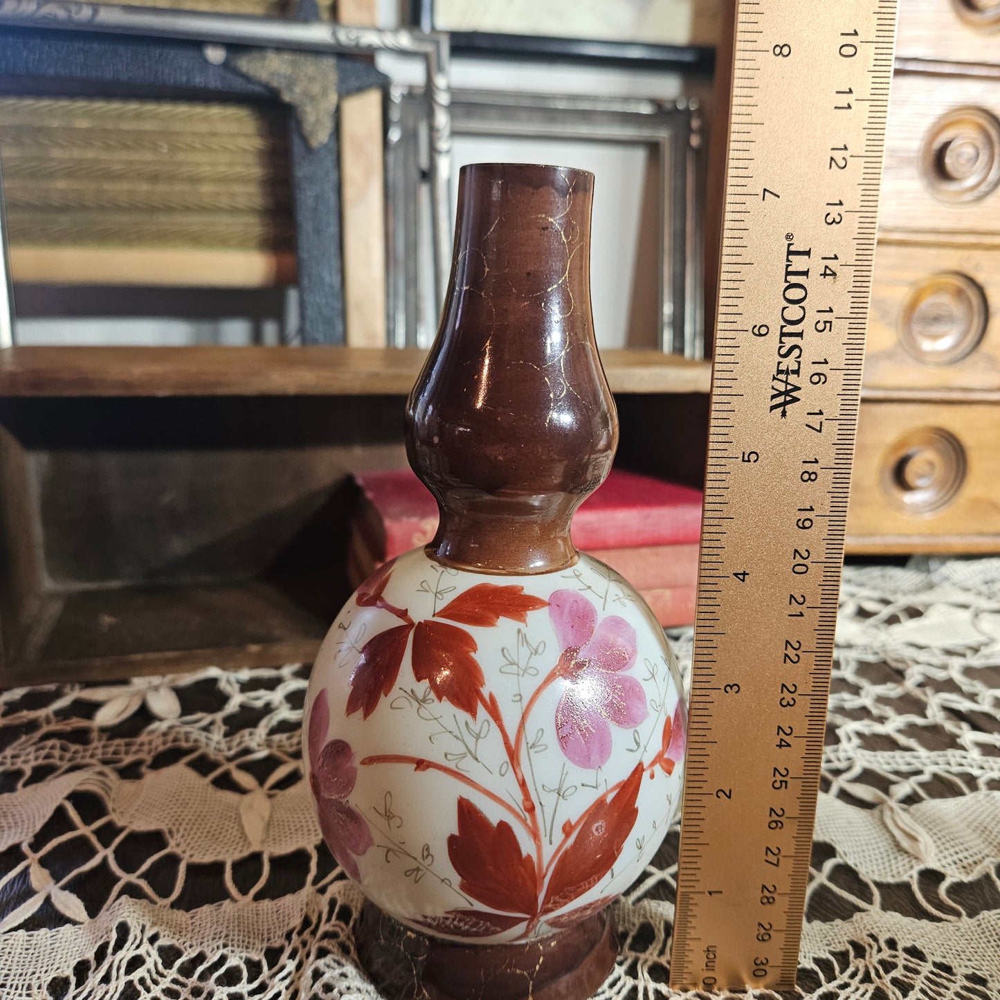 Hand Painted Satin Glass Decorative Bottle