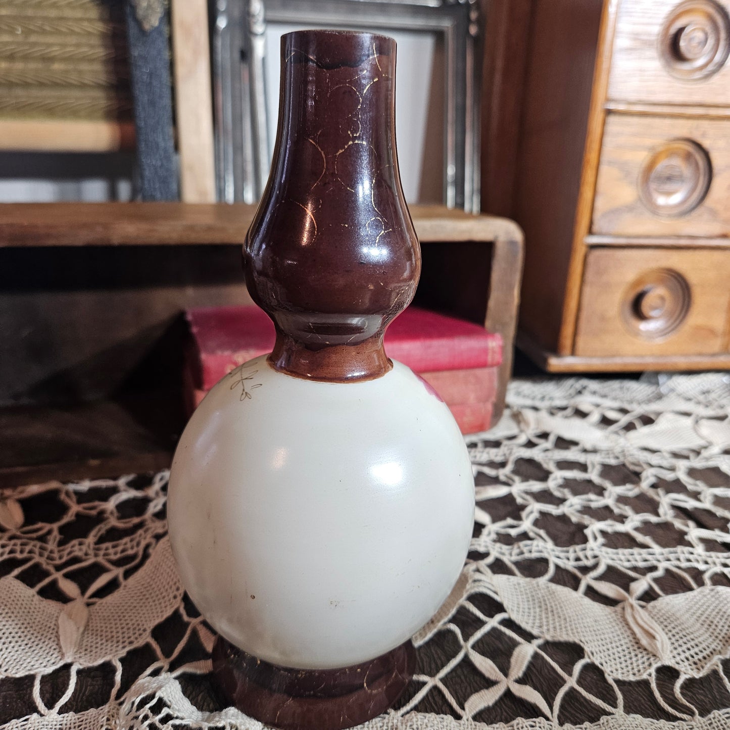 Hand Painted Satin Glass Decorative Bottle