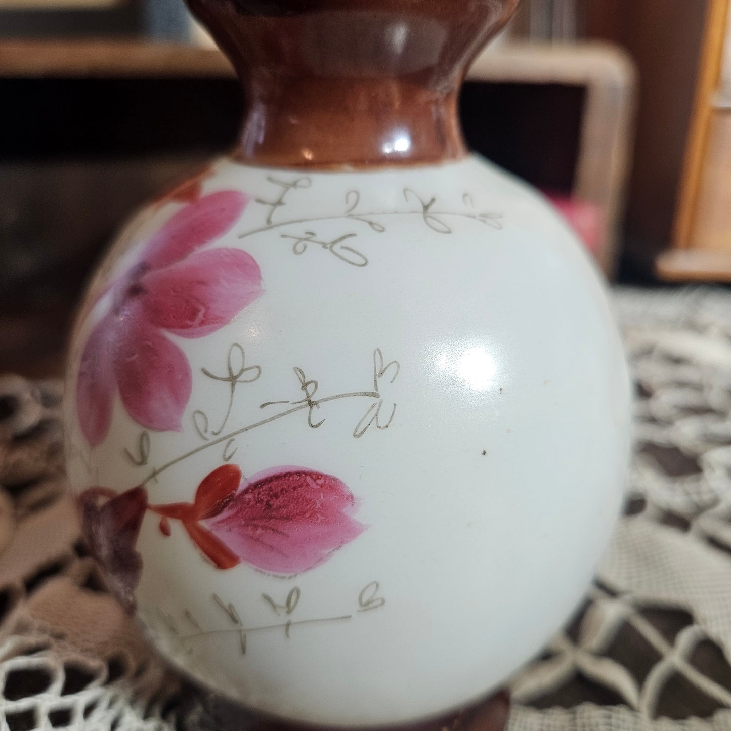 Hand Painted Satin Glass Decorative Bottle