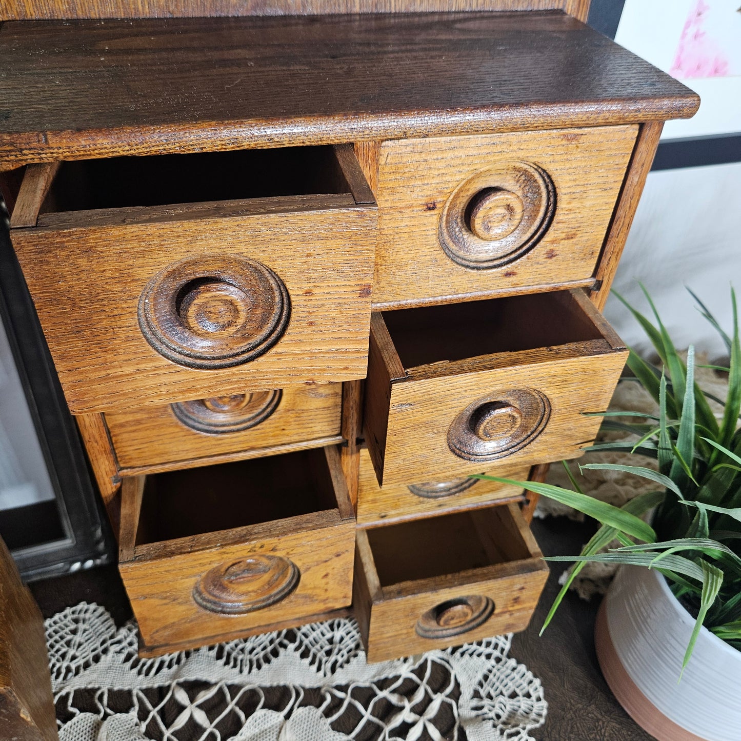 Vintage Apothecary Style Wooden Drawer Cabinet