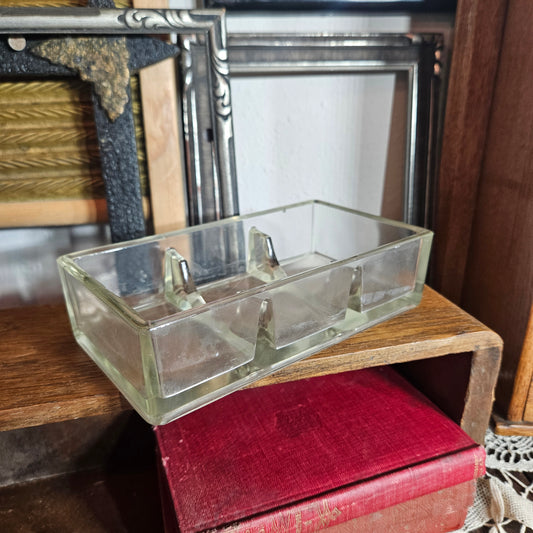 Vintage Clear Glass Divided Relish Tray