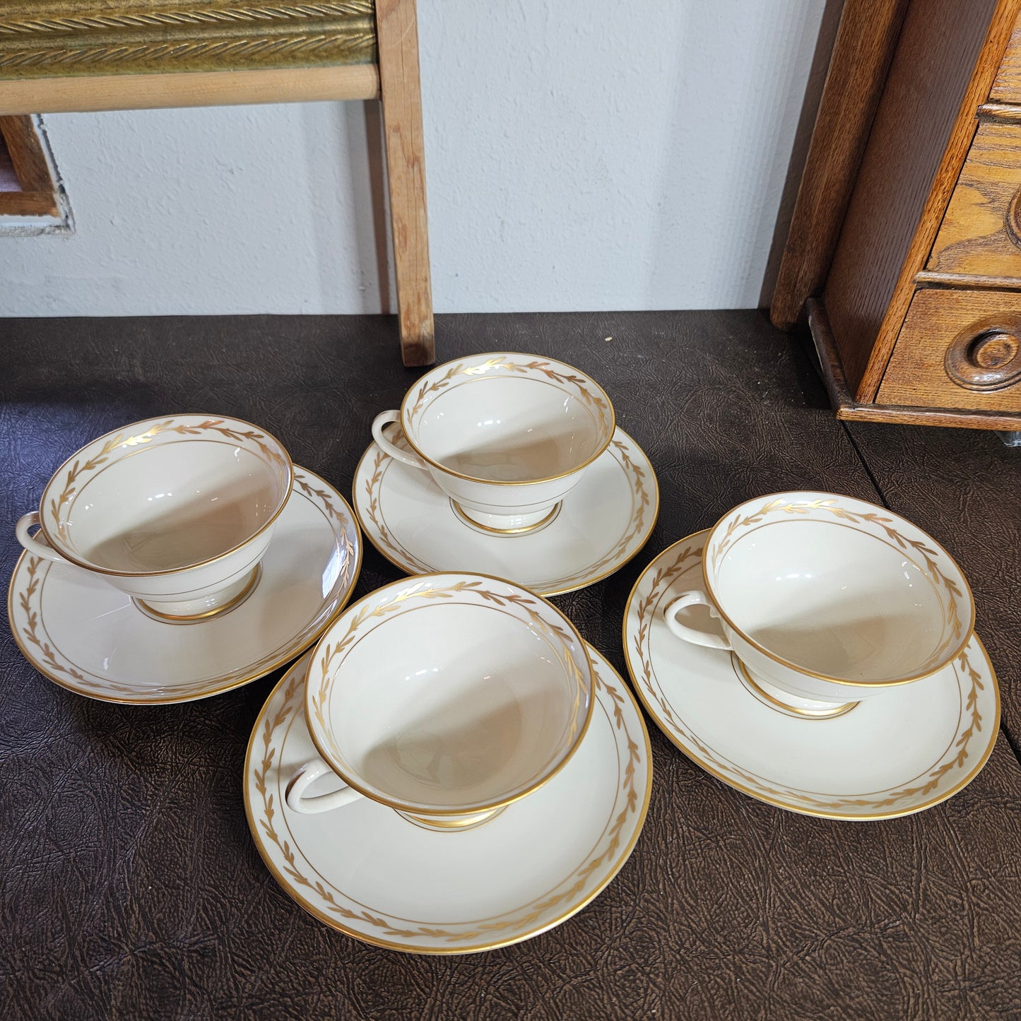 52-Piece Franciscan Beverly China Set with Gold Laurel Trim