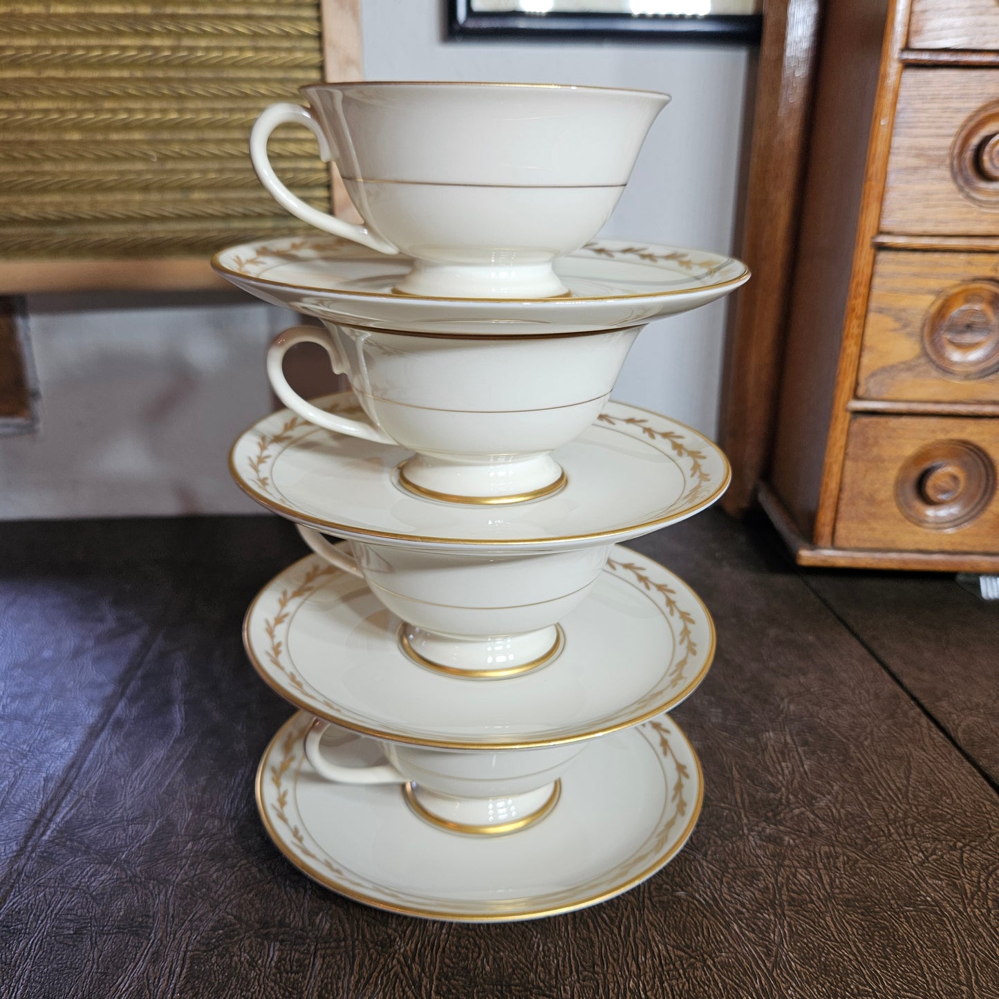 52-Piece Franciscan Beverly China Set with Gold Laurel Trim
