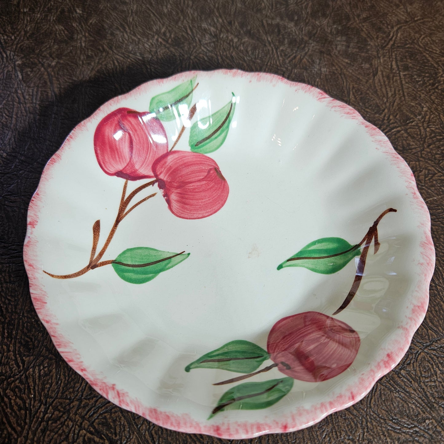 Vintage Apple Pattern Scalloped Ceramic Berry Bowl