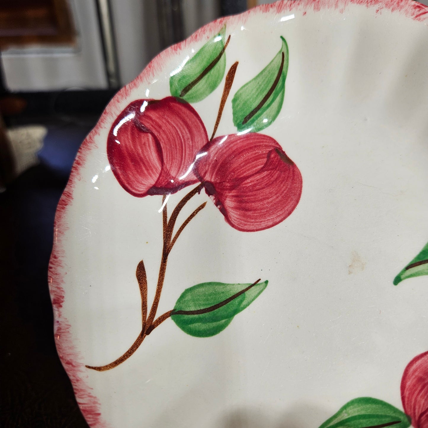 Vintage Apple Pattern Scalloped Ceramic Berry Bowl