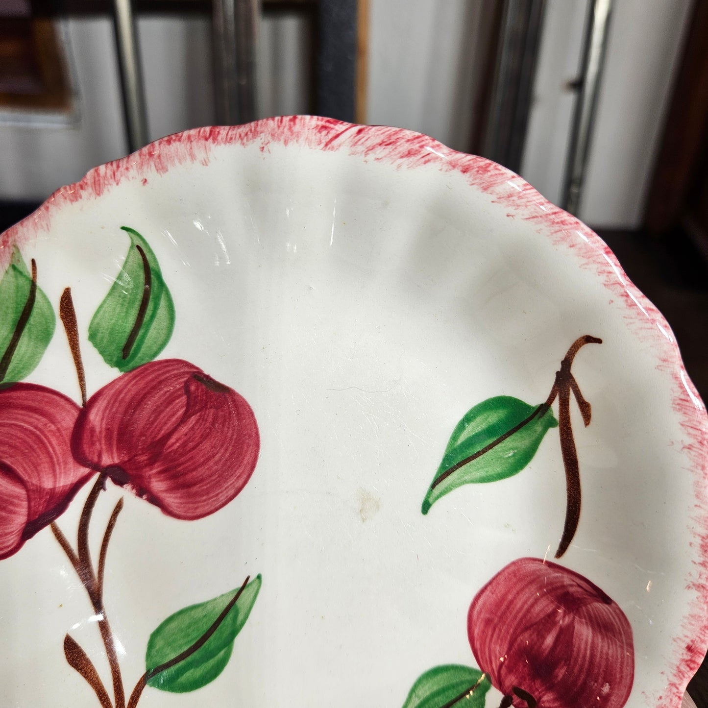 Vintage Apple Pattern Scalloped Ceramic Berry Bowl