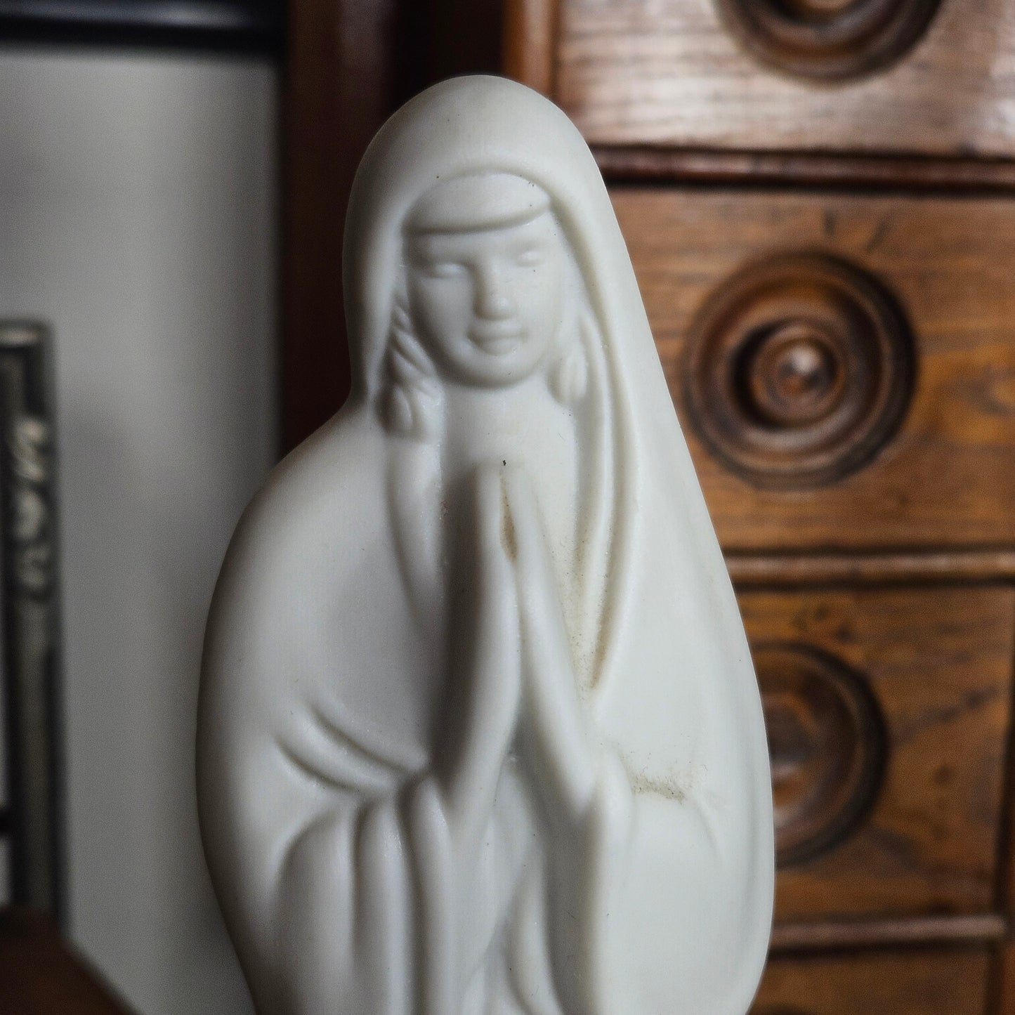 Vintage Praying Madonna Bisque Porcelain Figurine