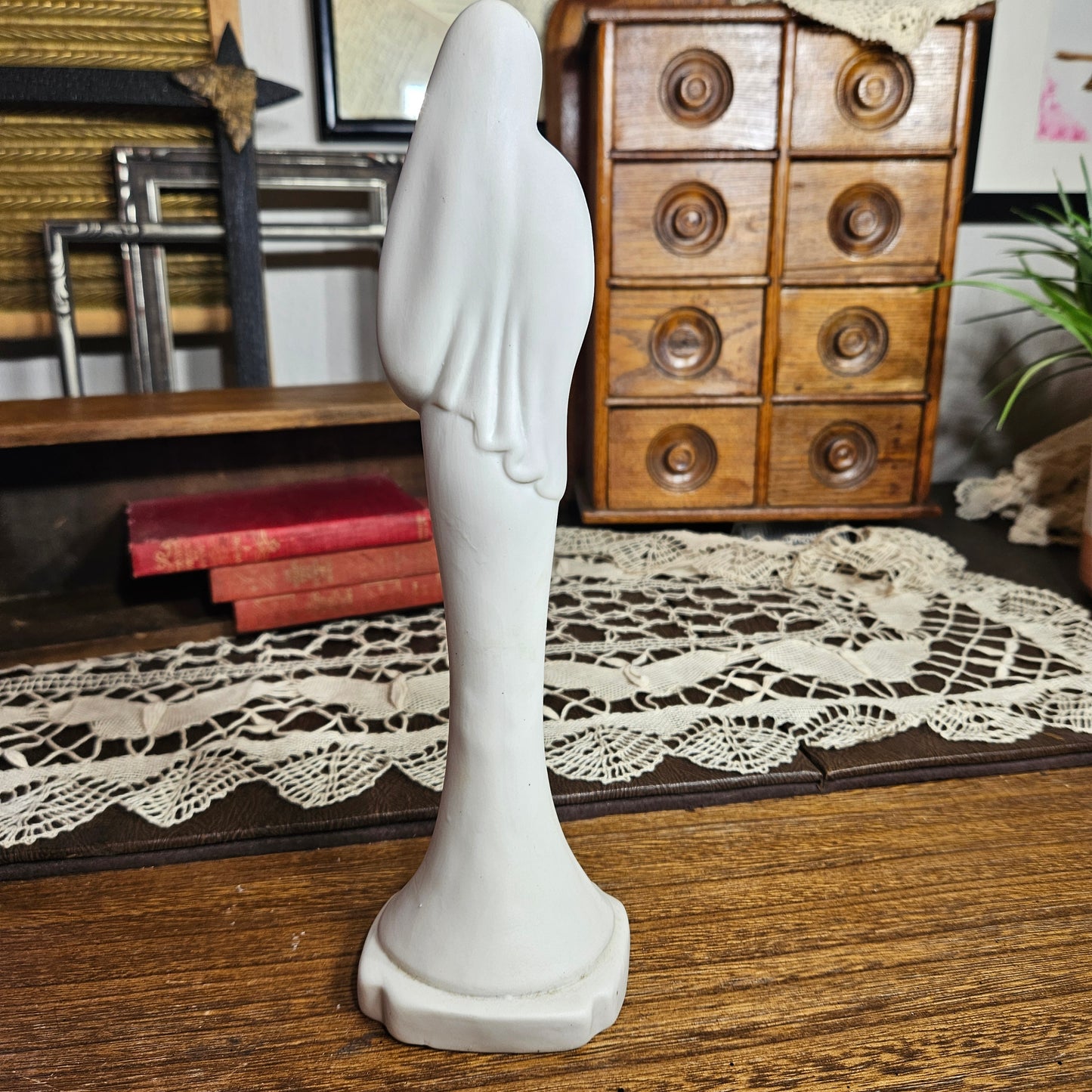 Vintage Praying Madonna Bisque Porcelain Figurine