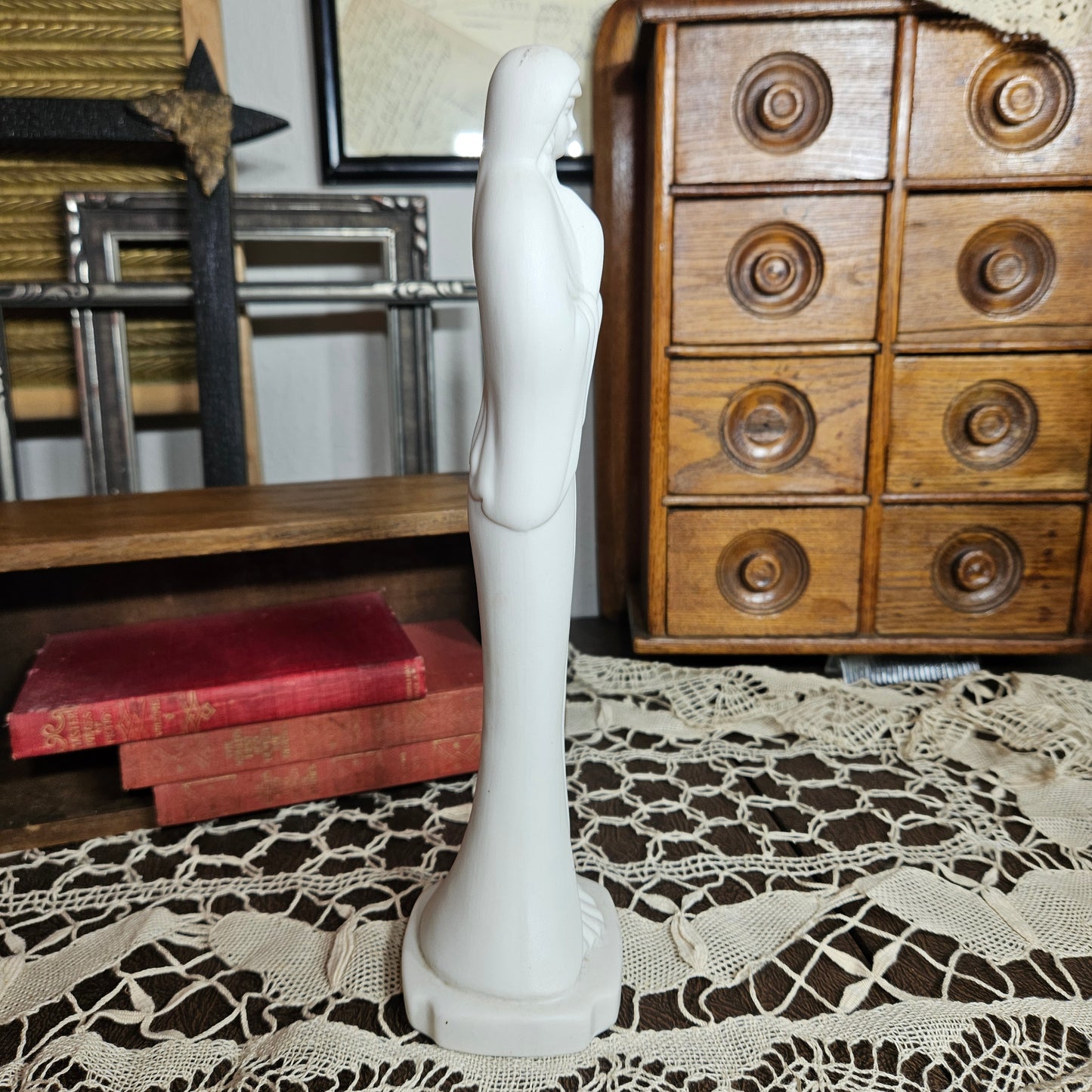 Vintage Praying Madonna Bisque Porcelain Figurine