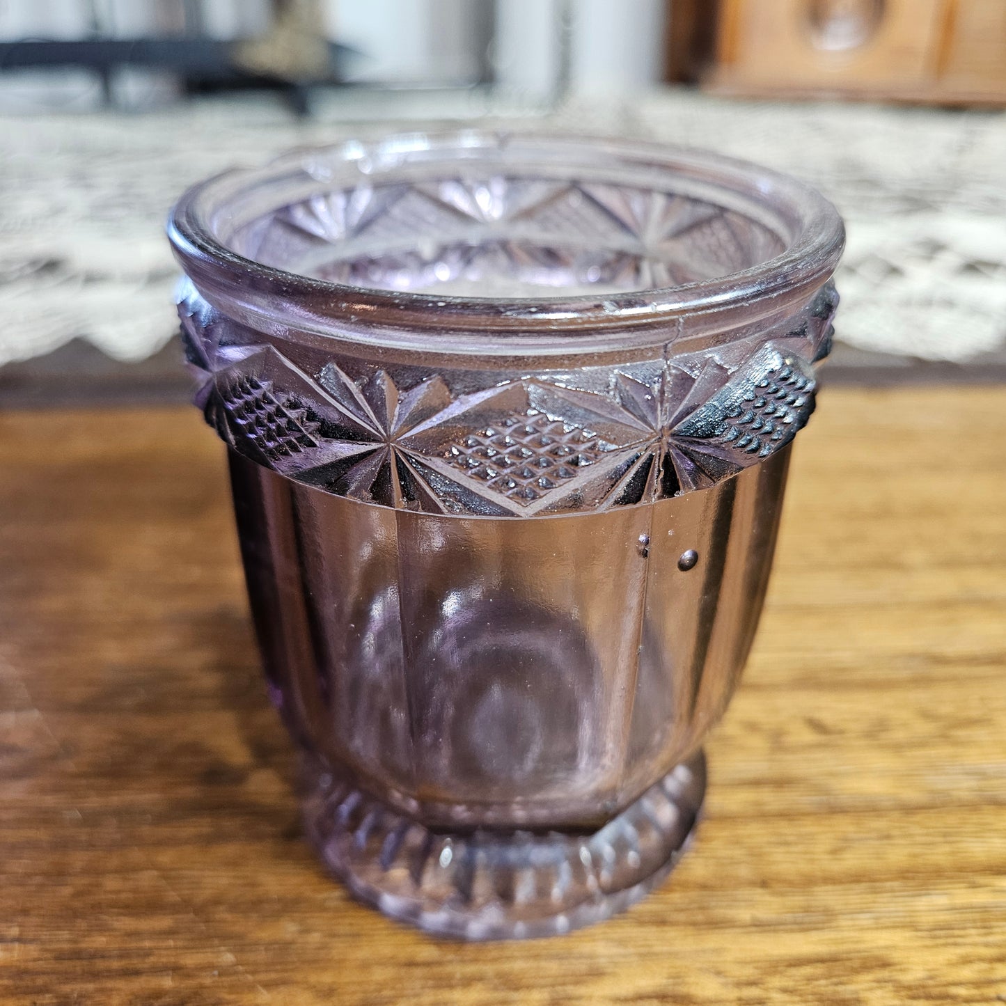 Vintage Amethyst Glass Toothpick Holder