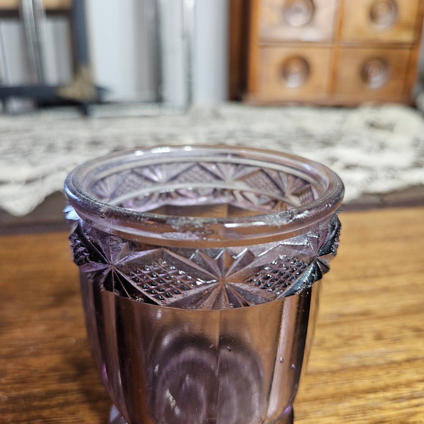 Vintage Amethyst Glass Toothpick Holder