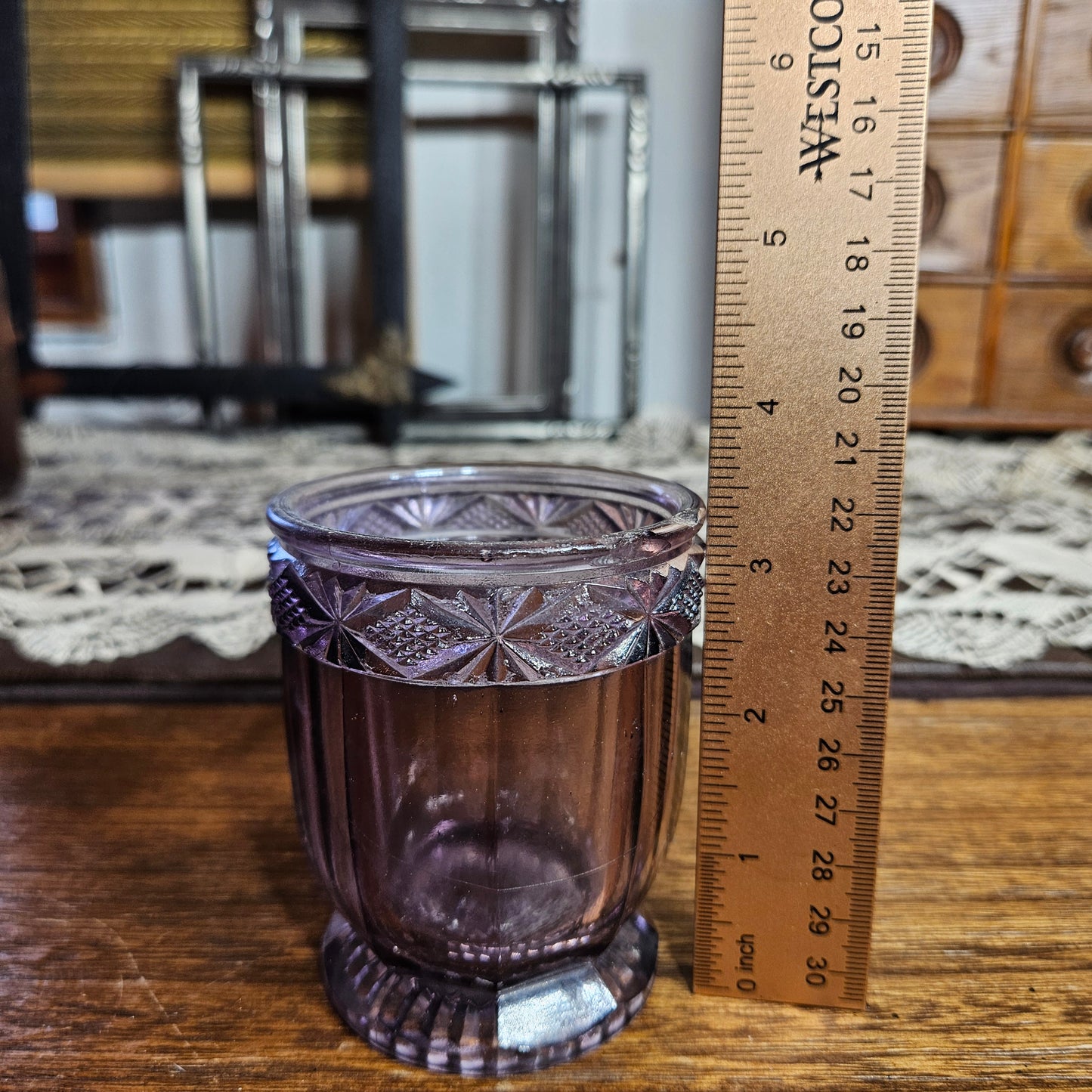 Vintage Amethyst Glass Toothpick Holder