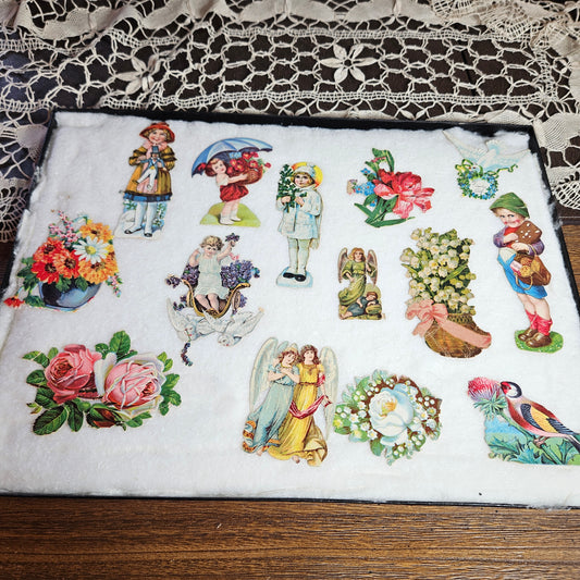 Lot of 14 Victorian Die Cut Scrap Ephemera Pieces