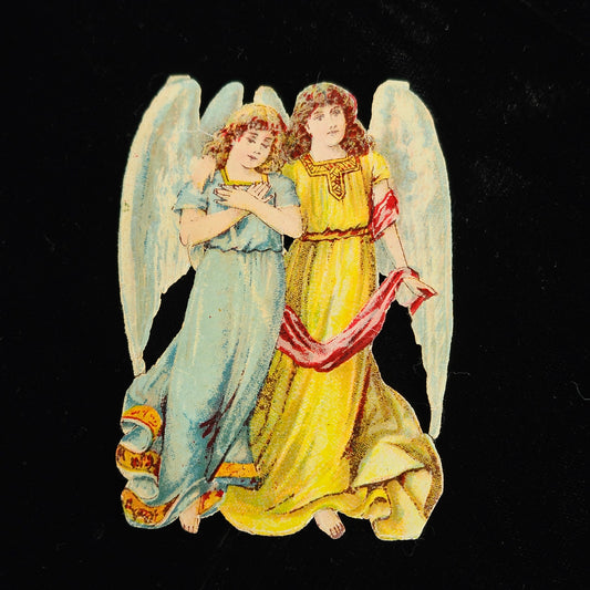 Victorian Angel Floral Die Cut Scrap Card