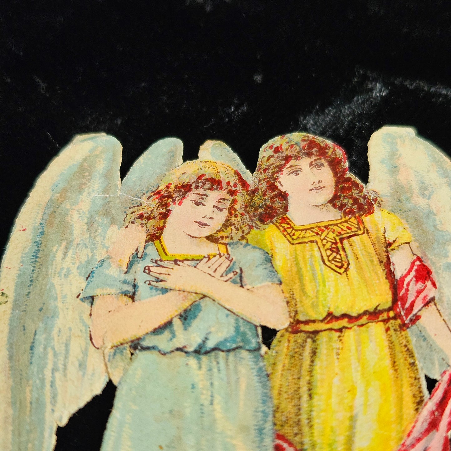 Victorian Angel Floral Die Cut Scrap Card