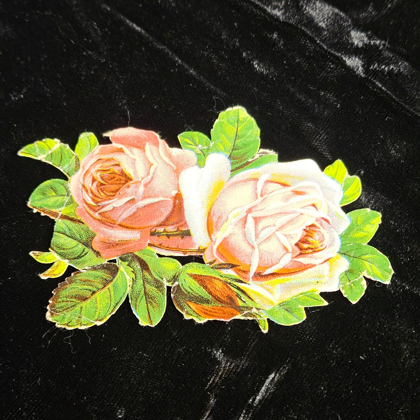 Victorian Pink Rose Bouquet Die Cut Scrap