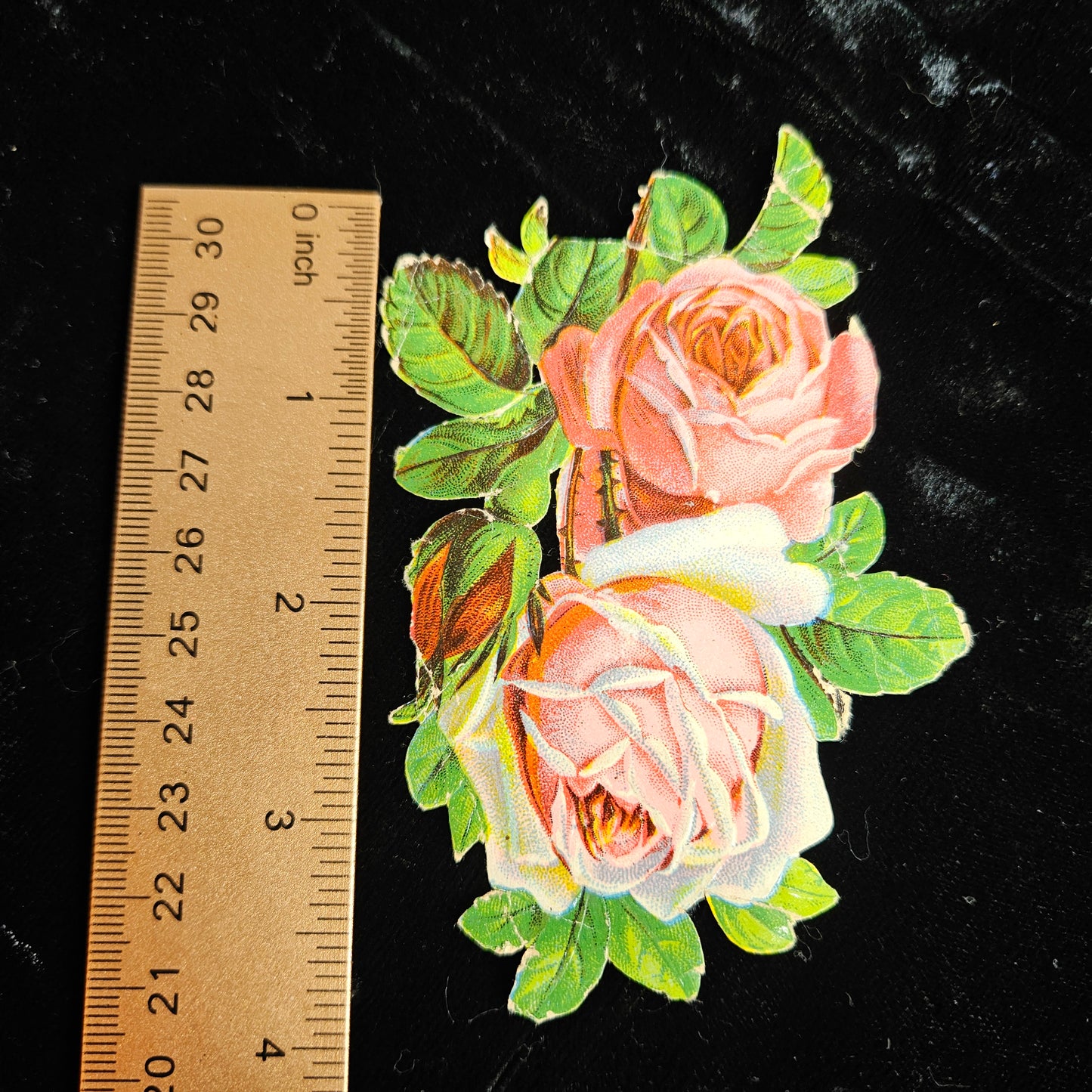 Victorian Pink Rose Bouquet Die Cut Scrap