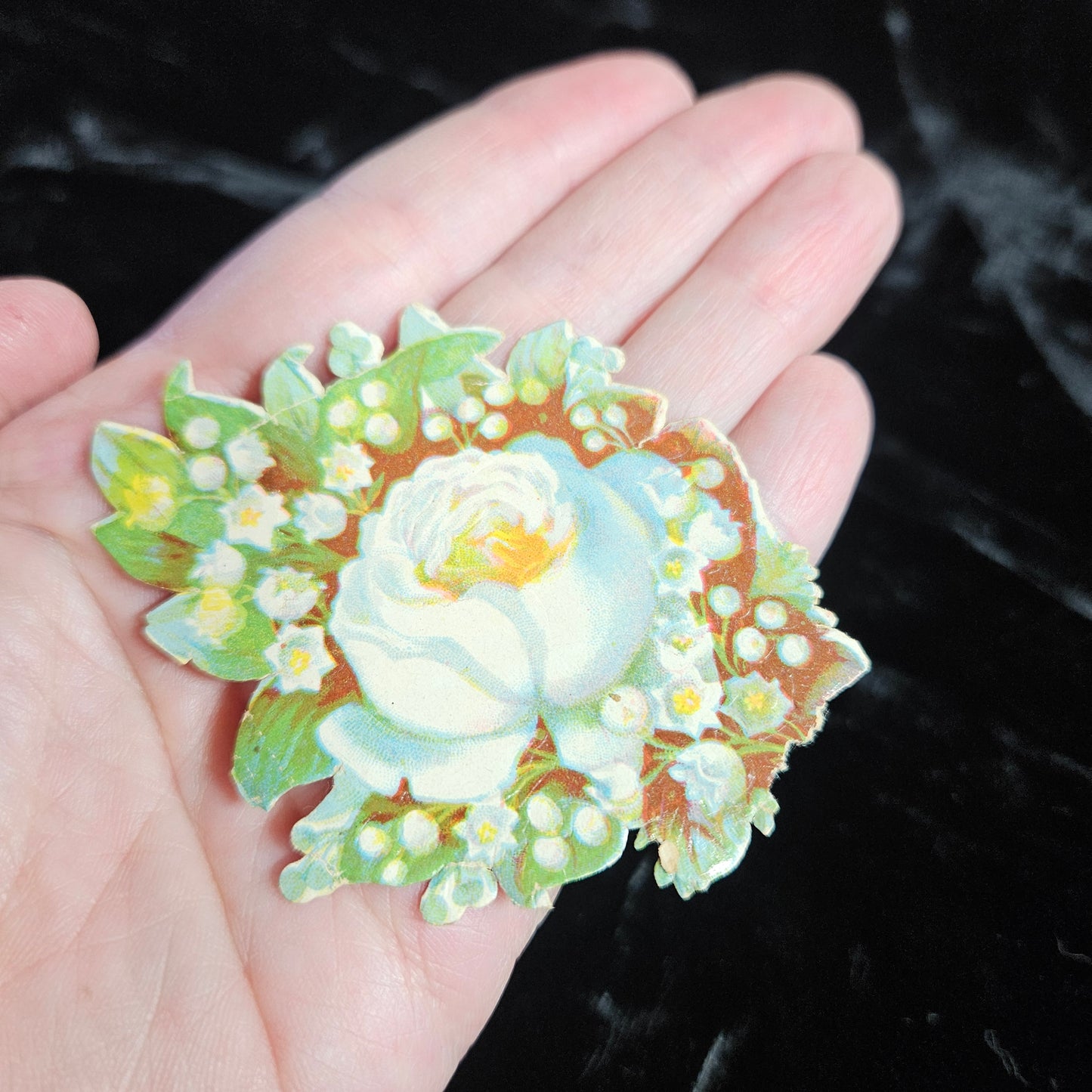Victorian White Roses Die Cut Scrap