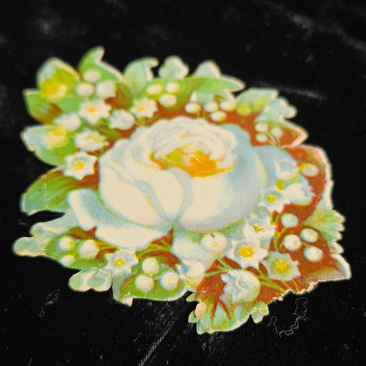 Victorian White Roses Die Cut Scrap