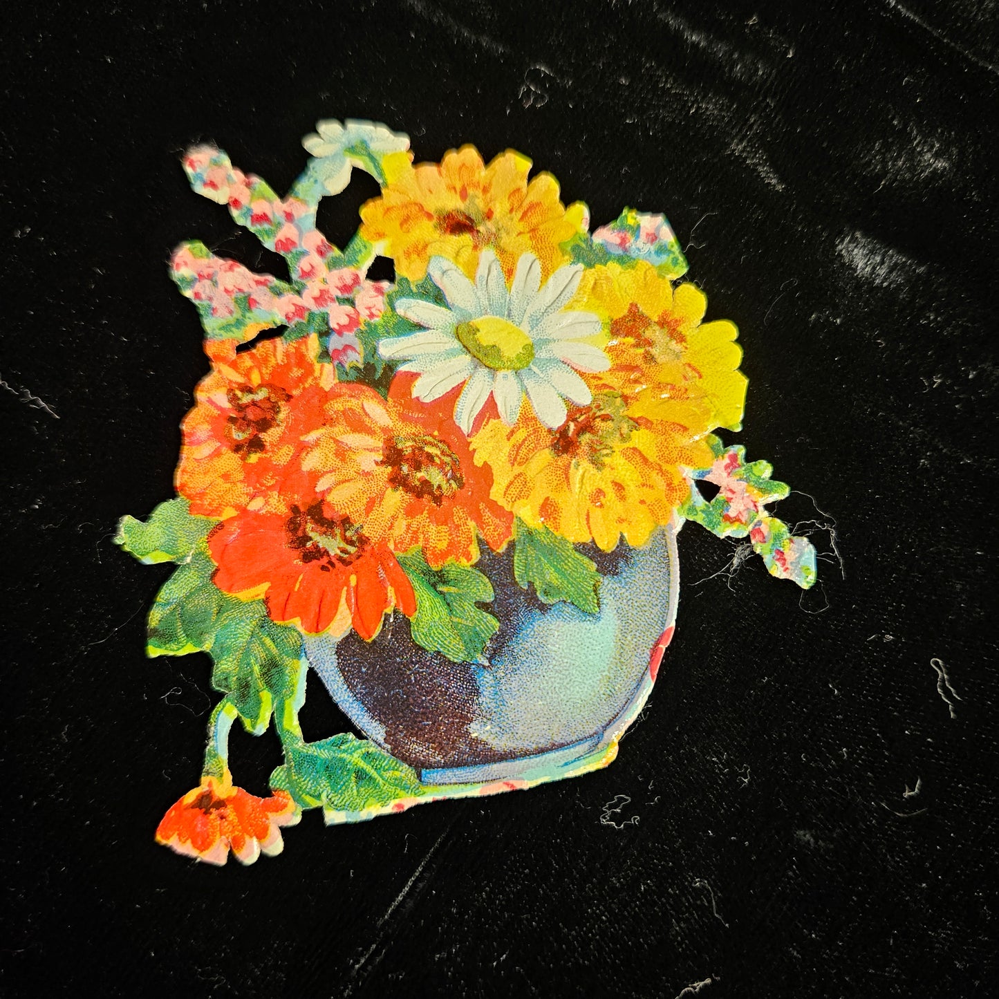 Victorian Floral Basket Die Cut Scrap