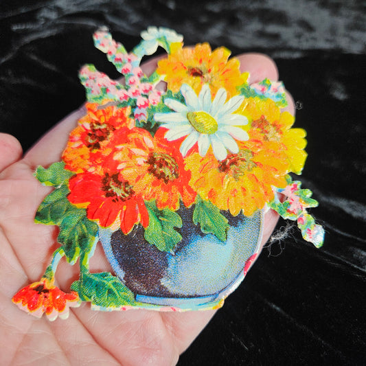 Victorian Floral Basket Die Cut Scrap