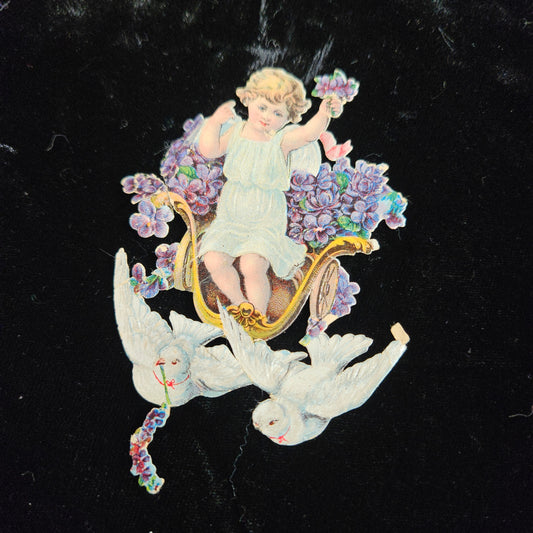 Victorian Cherub Carriage Die Cut Scrap