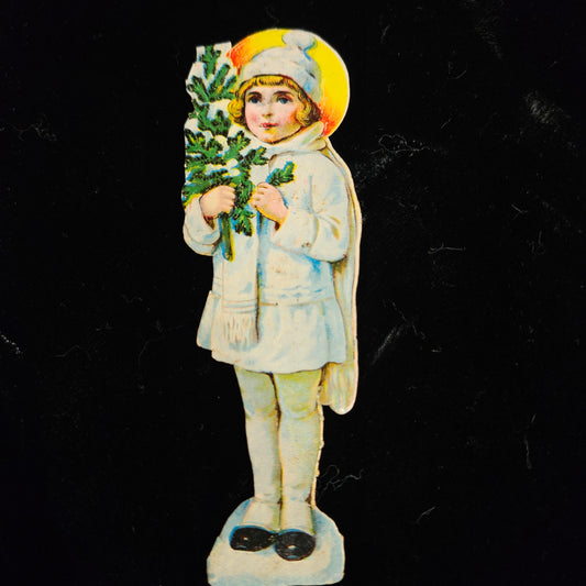 Victorian Winter Child Die Cut Scrap