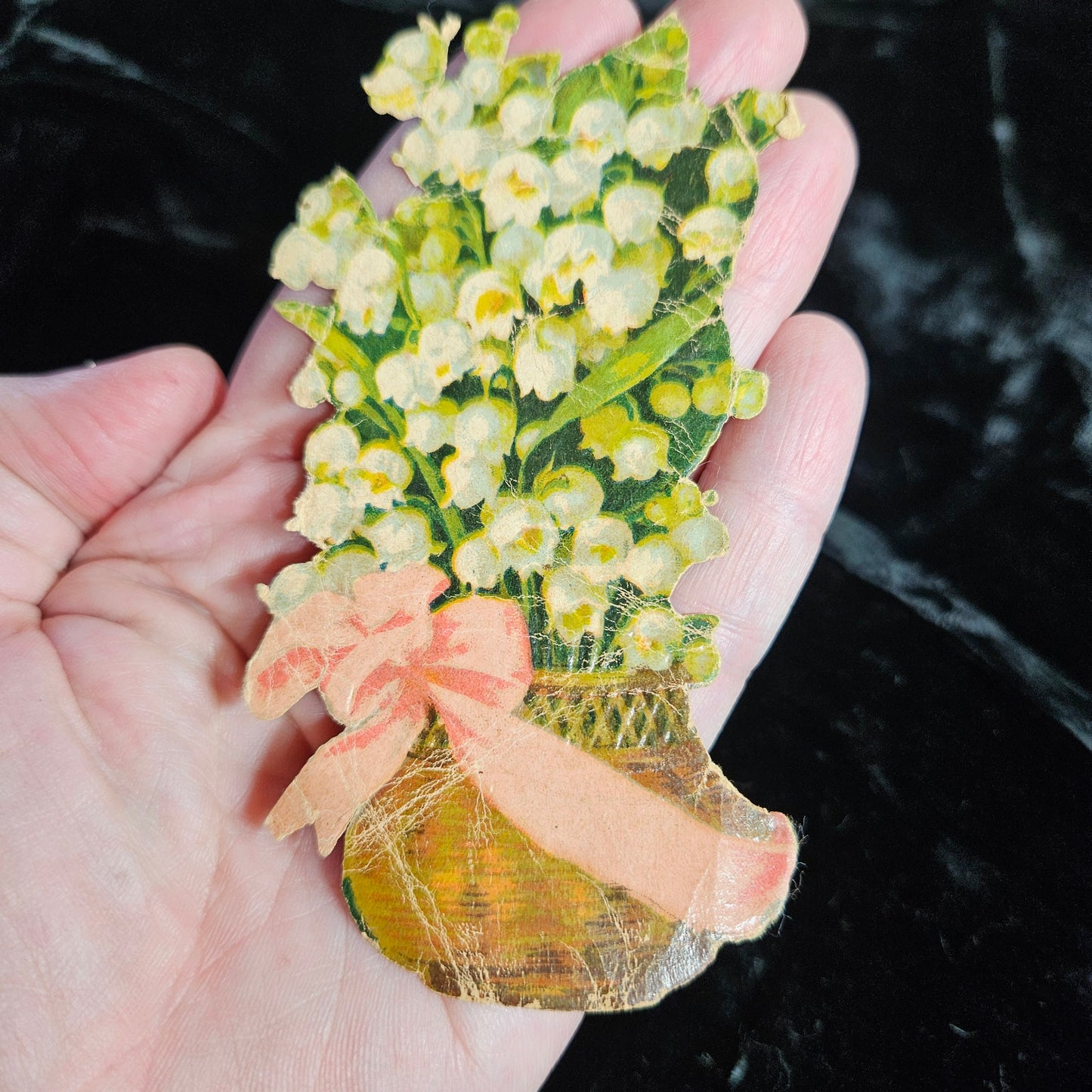 Victorian Lily of the Valley Basket Scrap