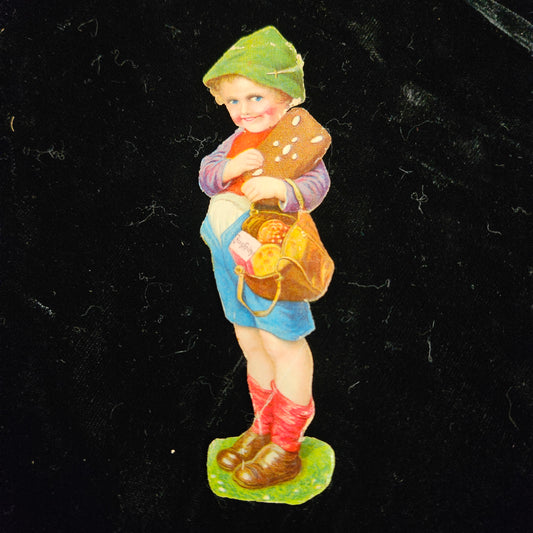 Victorian Child Market Basket Die Cut Scrap