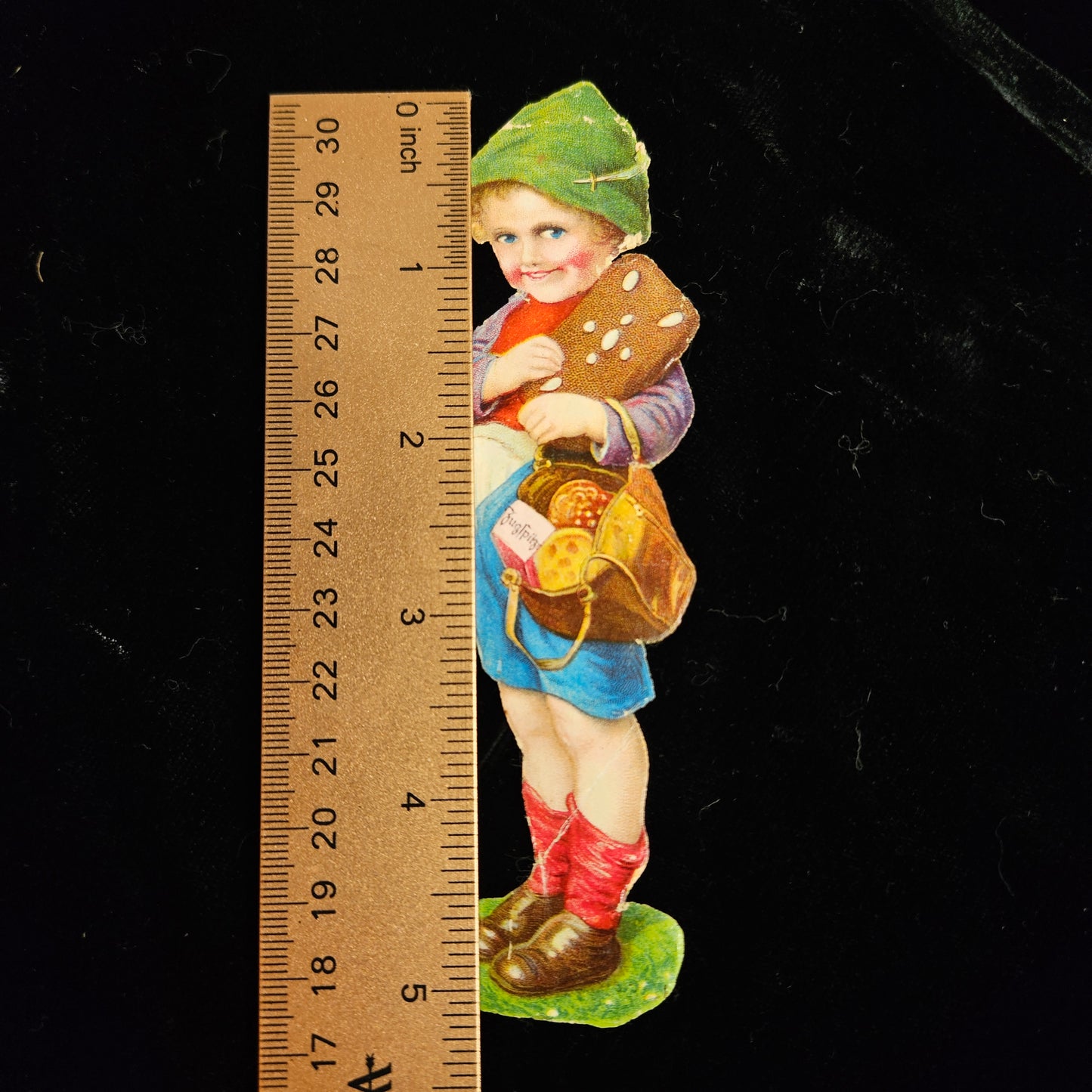 Victorian Child Market Basket Die Cut Scrap