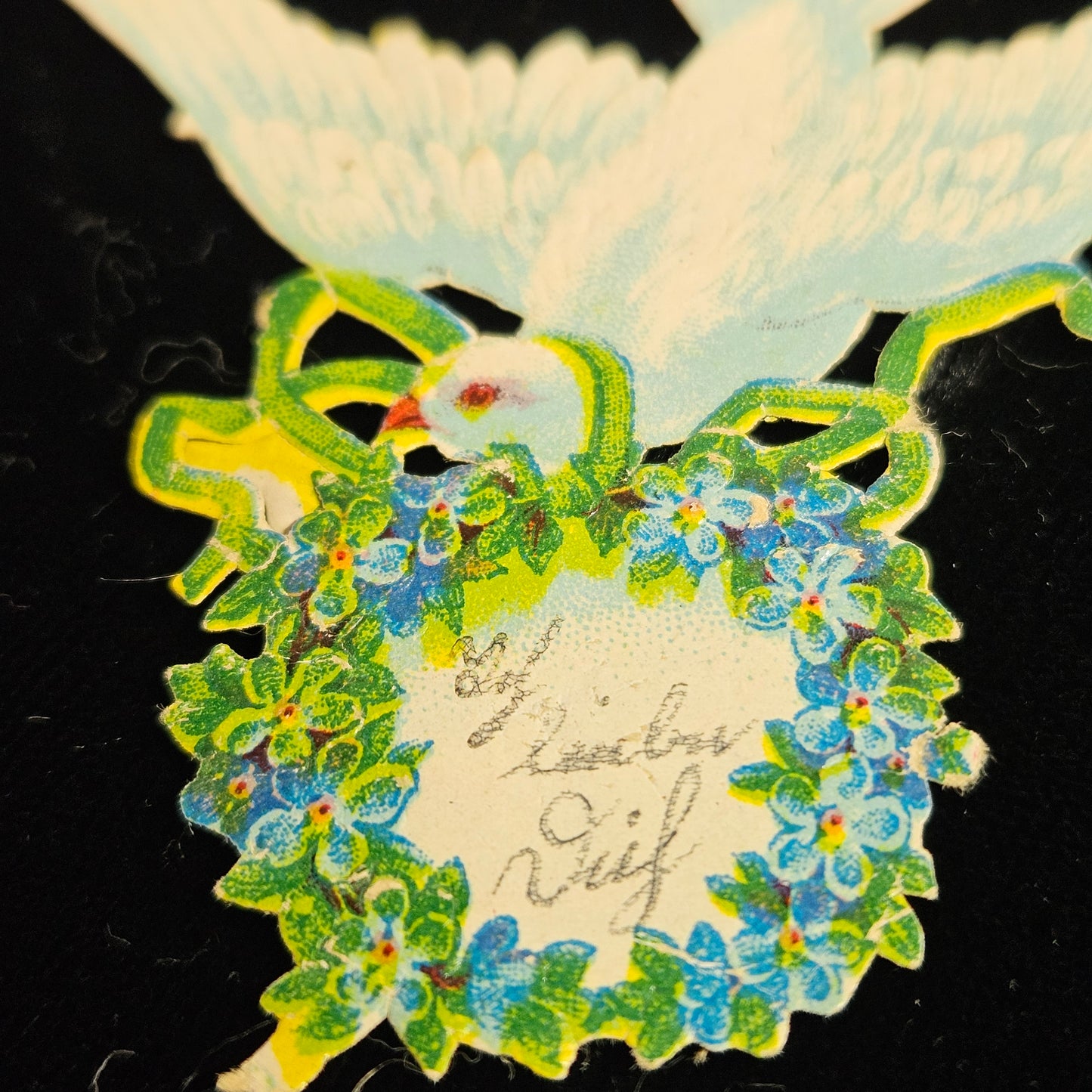 Victorian Dove Wreath Die Cut Scrap