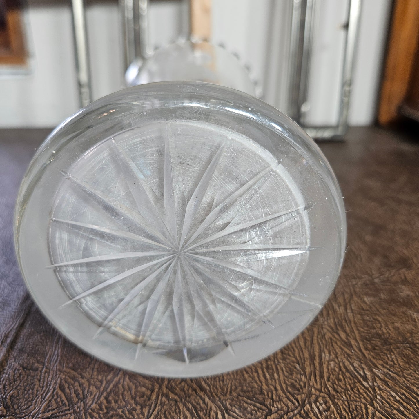 Vintage Etched Floral Glass Vase