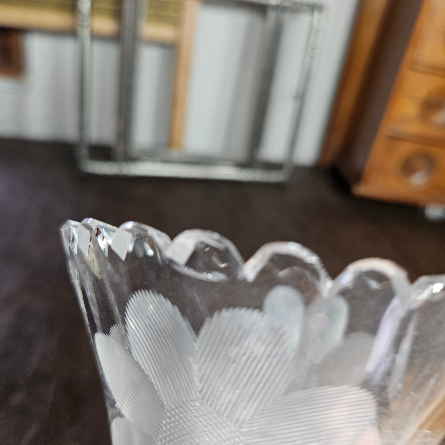 Vintage Etched Floral Glass Vase