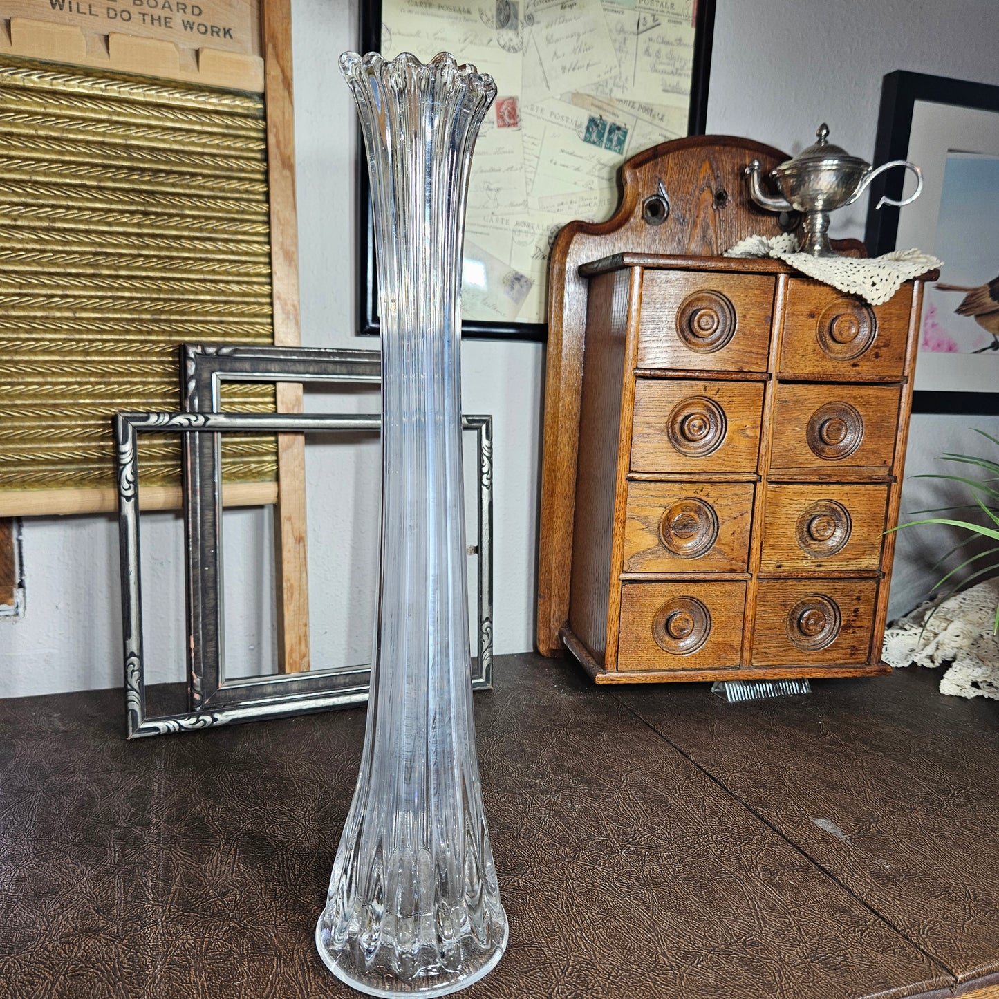 16 Inch Clear Glass Trumpet Vase