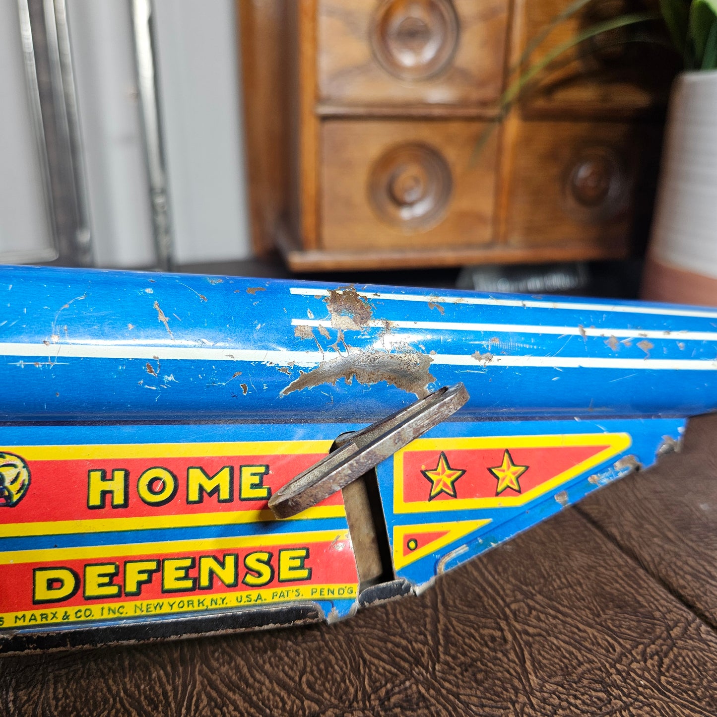Vintage Louis Marx Home Defense Tin Toy Rifle