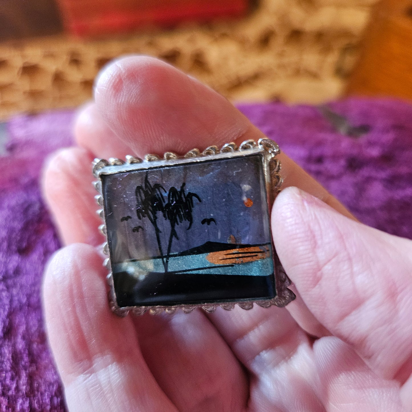 Scenic Miniature Palm Tree Brooch