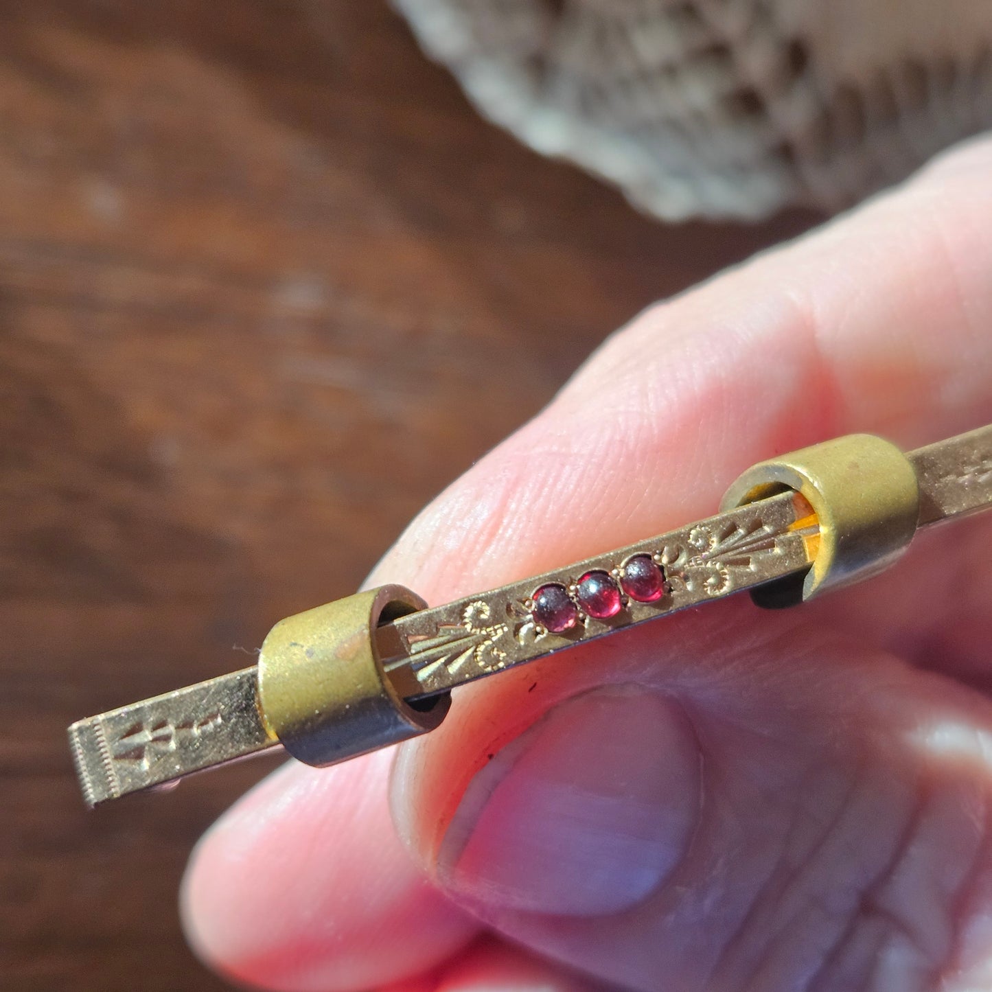 Red Stone Sliding Bar Brooch