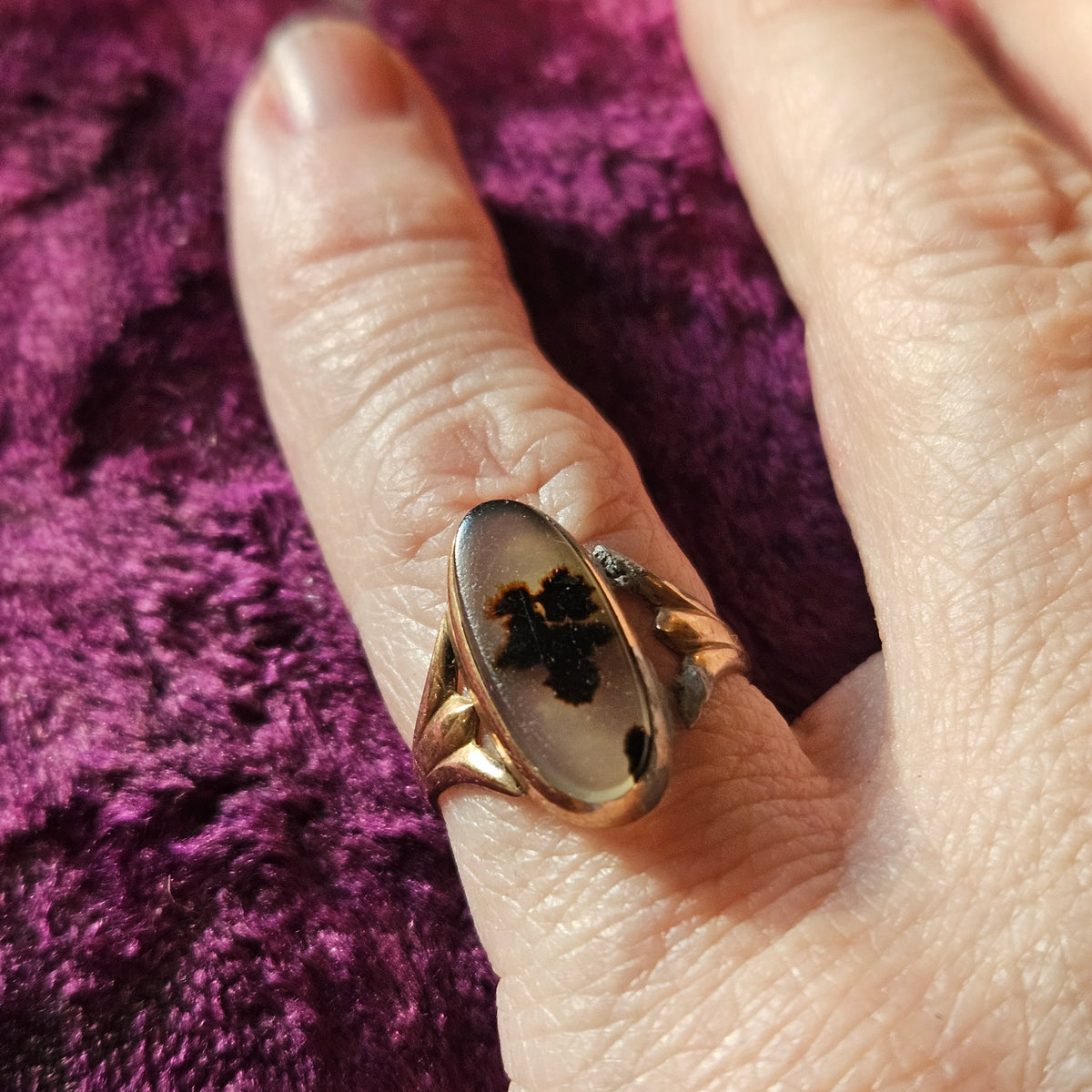 Dendritic Agate Statement Ring Size 5.5