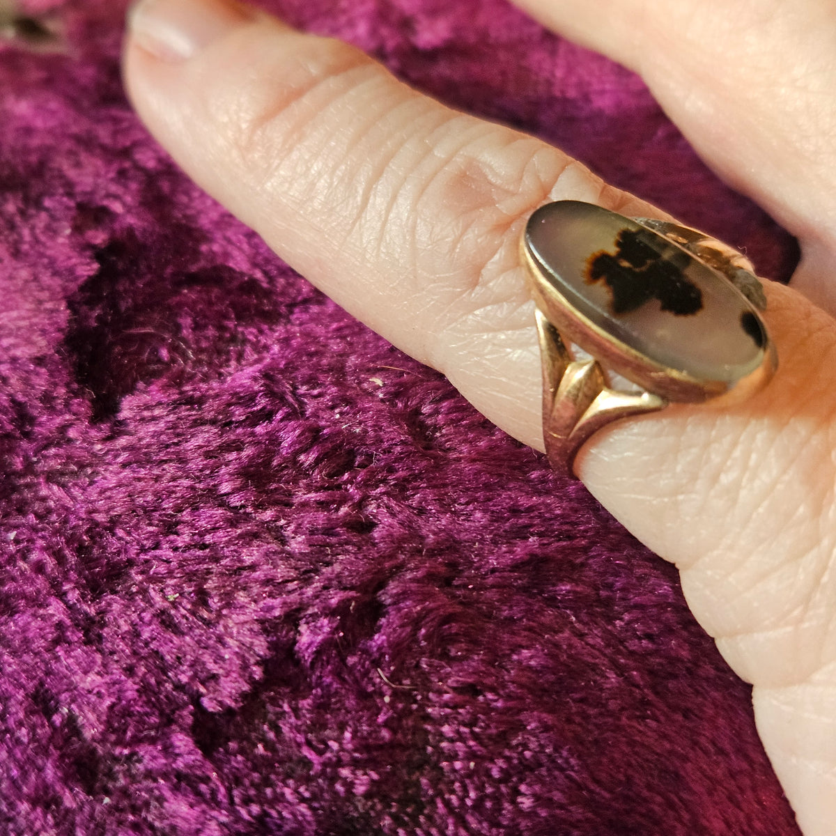 Dendritic Agate Statement Ring Size 5.5